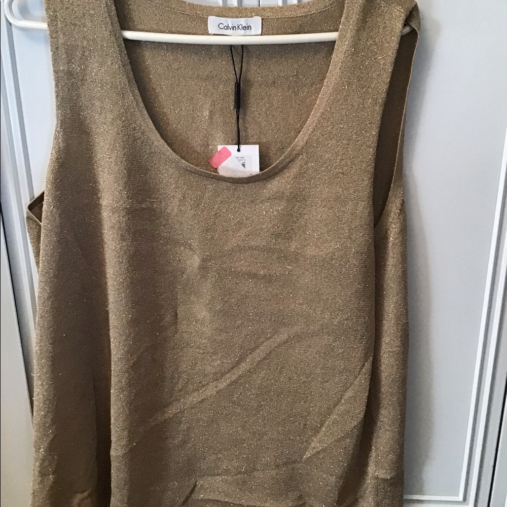Calvin Klein Gold Metallic sleeveless blouse